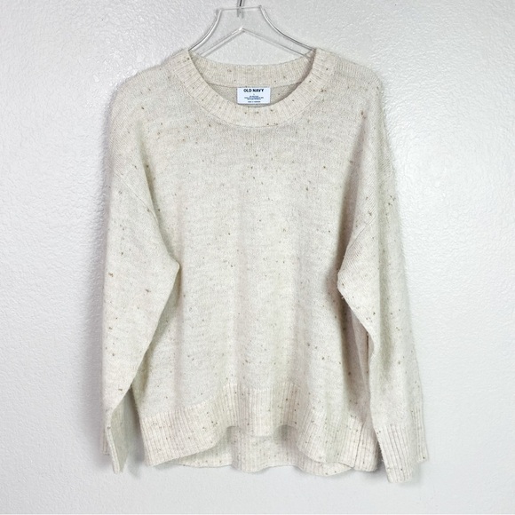 Old Navy Flecked Beige Oatmeal Crewneck Sweater Size L - Picture 2 of 7